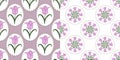 Seamless floral patterns with pink tulips set in vector Royalty Free Stock Photo